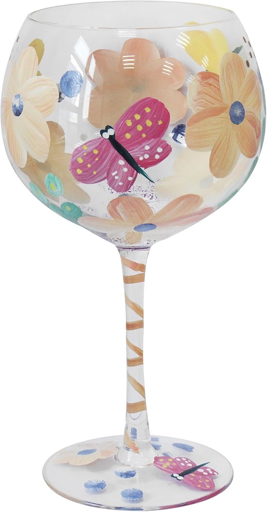 Lesser & Pavey Busy Lizzie Butterflies Gin Glass Lynsey Johnstone for Cold & Hot Drinks | Stylish Gin Drinking Glasses for Water & Cold Drinks | Lovely Gin Glasses Tableware Gifts for Women & Men