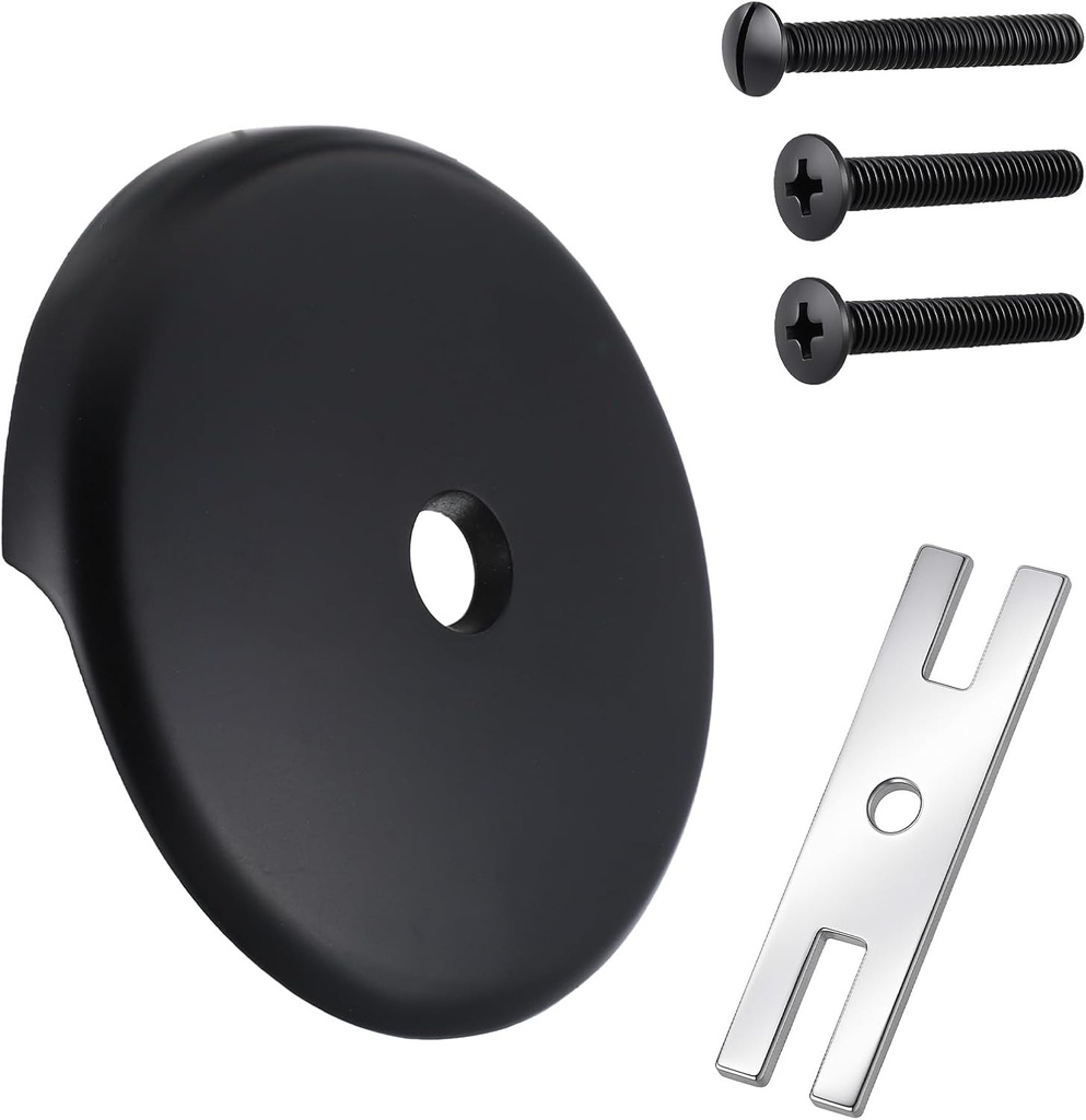 Single Hole Bathtub Overflow Drain Cover, Bathtub Drain Plate Overflow Cover with Screw Low Noise Thick Face Plate Tub Trim Kit(Matte Black)