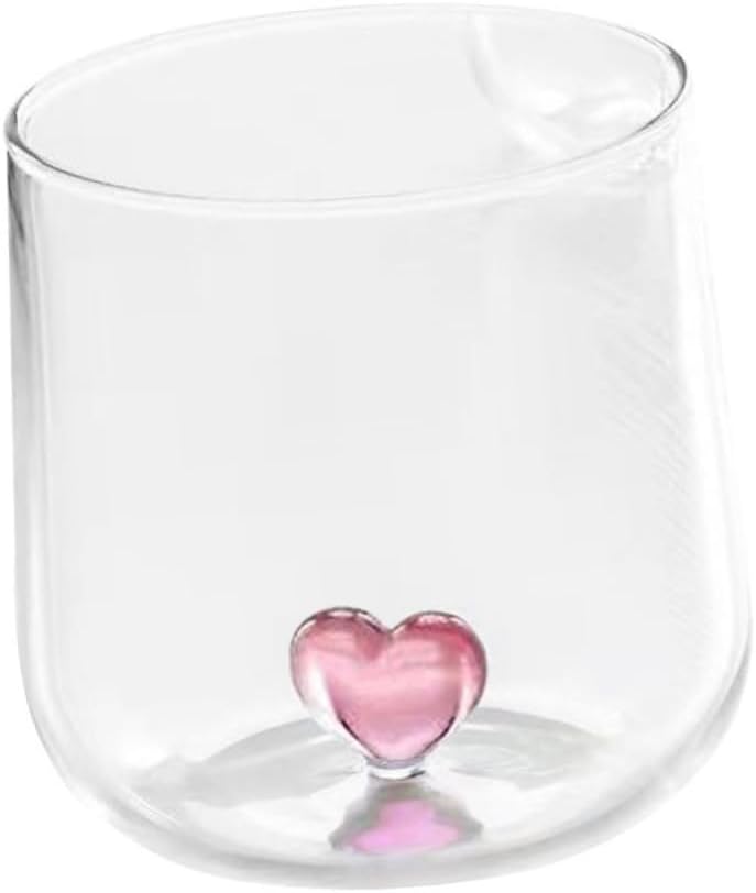 Heart-shaped Glass Cup for Couples Elegant Drinkware for Water and Cocktails Tabletop Decoration for
