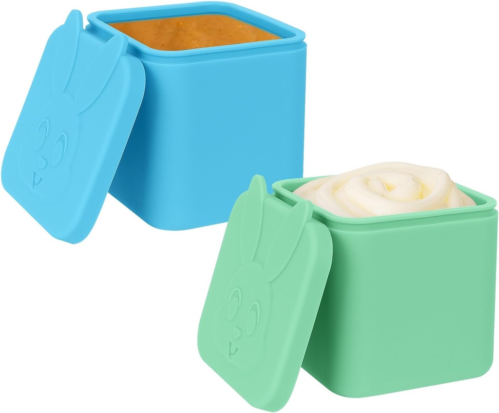 Linkidea 2 Pack Salad Dressing Containers, 10.1 oz Silicone Condiment Cups To Go, Leakproof Snack & Dips Box Compatible with OmieBox and Bento Lunch Boxes