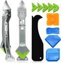 Caulking Tools, 5 in 1 Silicone Caulking Tool Kit, Sealant Finishing Tool, Sealant Finishing Tool & Grout Removal Tool with Adhesive Residue Scraper for Kitchen Bathroom Window, Sink Joint
