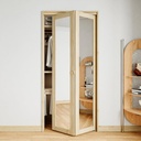 Bifold Doors for 36" x 80" Opening, One Side Mirrored Closet Door with Bi-fold Hardware Kit, Pre-Assembled Panels for Pantry/Laundry/Bathroom - Pine