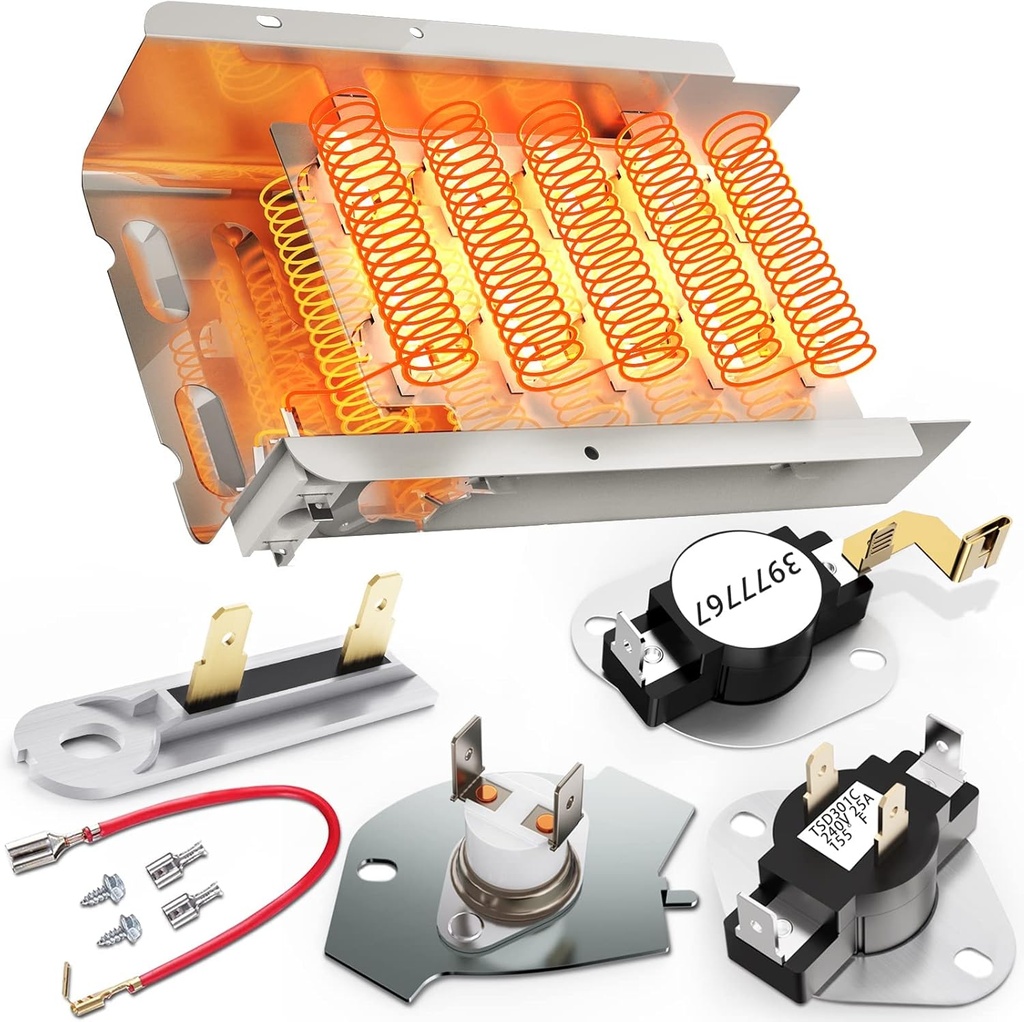 【UPGRADED】279838 Dryer Heating Element for Whirlpool Kenmore Maytag Amana Roper, Dryer Heating Element Parts Include Dryer Thermostat Thermal Fuse, Replaces 2406026 3403585 w10724237