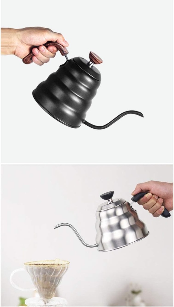 Pour Over Coffee Maker,Gooseneck Kettle to Pour Over Coffee Pot,40oz Long Narrow Espresso Teapot Tool,Stainless Steel Appliance Kit,Silver (Silver)