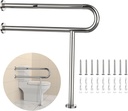 Toilet Grab Bar 31.3 Inch with Leg, YuanDe Chrome Anti-Slip Toilet Handrail, Wall & Floor Mounted Stainless Steel Grab Bar, Knurled Handicap Support Rail for Elderly, Disabled, Pregnant