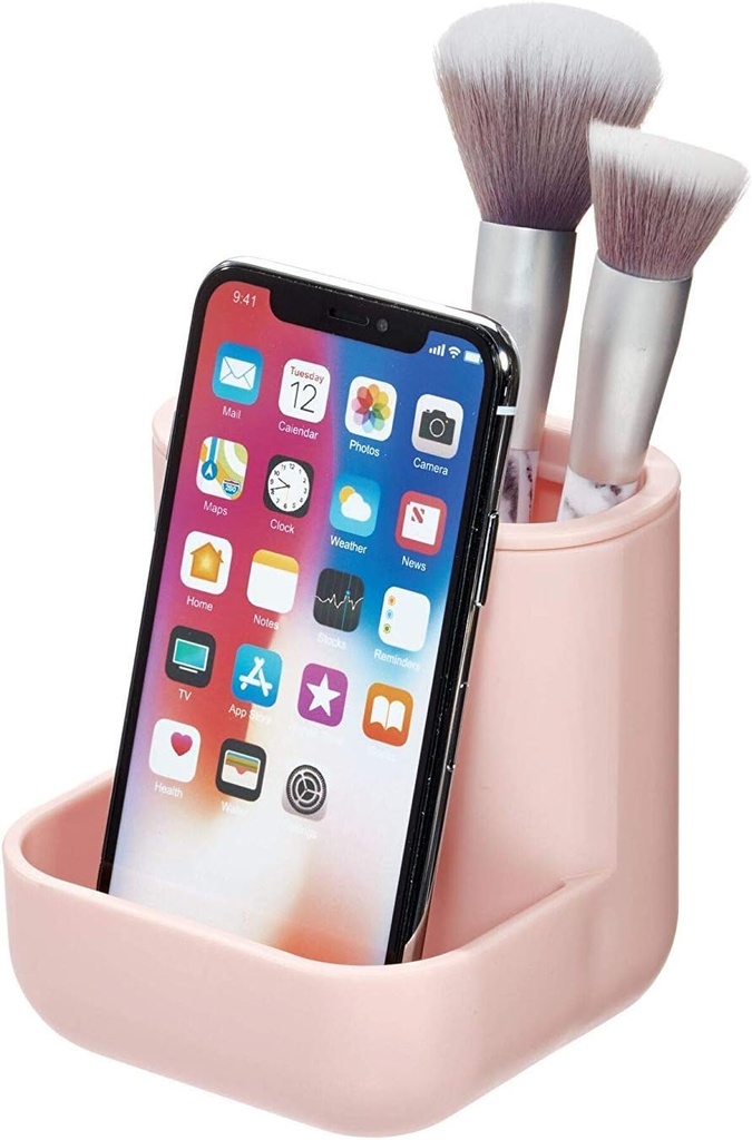 iDesign Cade Plastic Vanity Center Perfect for Holding Makeup Brushes, Office Supplies, Jewelry, Cosmetics in your Drawer, Bathroom, Countertop, Desk, and Vanity - Matte Blush