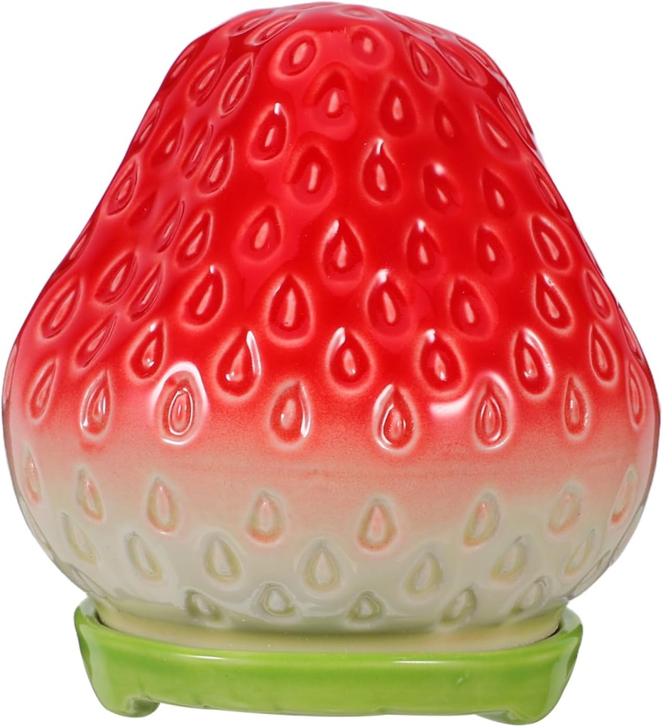 Amosfun Strawberry Shaped Ceramic Tea Jar Airtight Decorative Storage Container for Tea Sugar Candy Unique Idea for Weddings and Special Occasions Artistic Home Decor