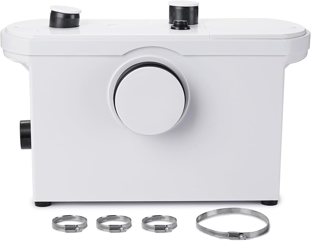 TOPWAY 600W Macerator Pump, Macerator Sewerage Sump Pump with 3 Water Inlets for Toilet, Basement, Kitchen, Sink, Shower, Bathtub Waste Water Disposal Upflush Machine