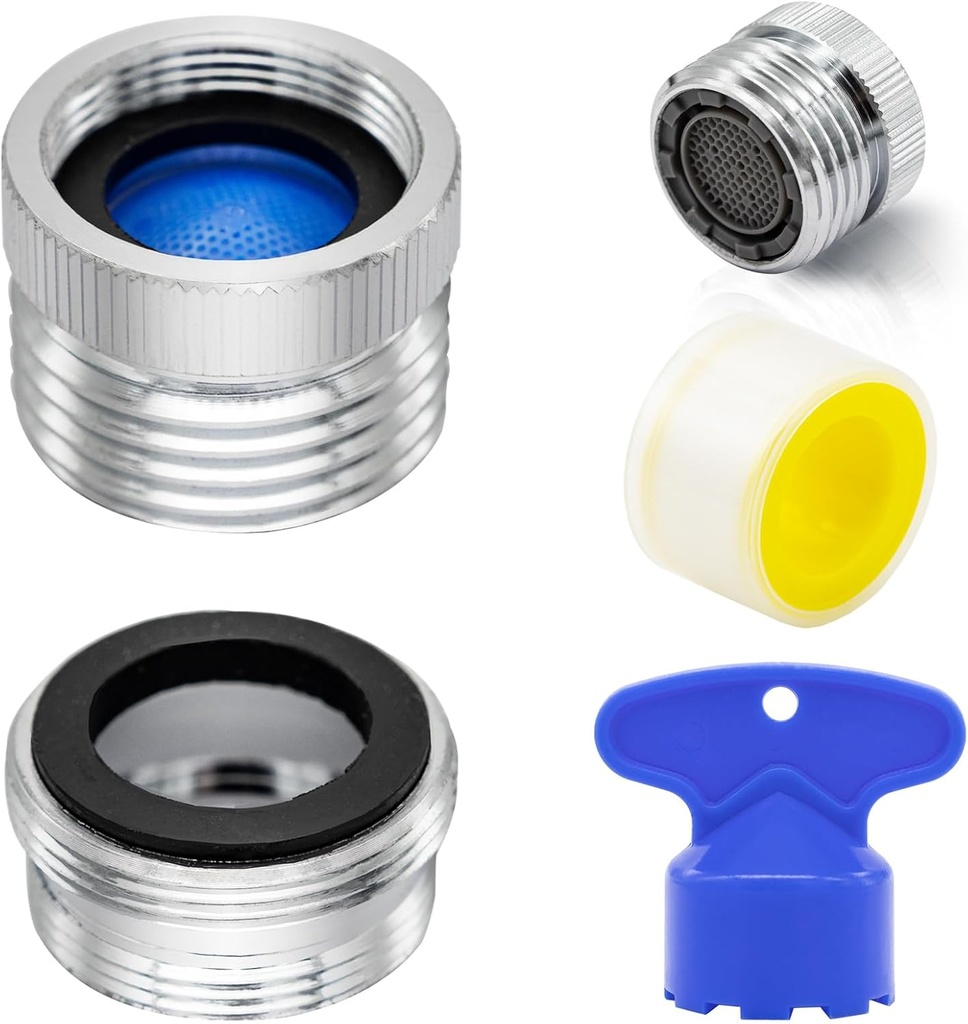 Chrome Faucet to Hose Adapter - 3/4" GHT Thread, with Aerator Remove Key & Tape for Kitchen and Bathroom Sink