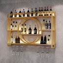 WallMounted Wine Rack,LED Lights Display Wine Cabinet,Metal Liquor Shelf,Floating Shelves,Wine Glass Storage Holder,Perfect Home Bar Wine Cellar Kitchen Decor,Hanging Wine Shelf,Gold/Black (C