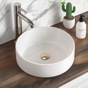 16 Inch Round Bathroom Sink Above Counter, Small White Ceramic Vanity Vessel Sink Mini Countertop Bowl Basin for Space-Saving