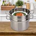 Picnic Bag Steamer Pot, 26CM Stainless Steel Double Layer Food Steamer Pot Stockpot Cookware Household Cooking Tool Steamers