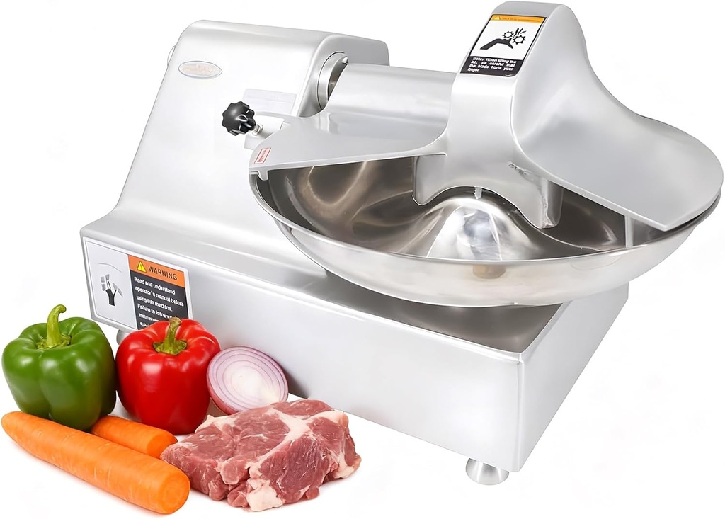 Hakka Commercial 10L Multifunction 18in Meat Bowl Cutter Mixer and Buffalo Chopper Food Processor Heavy Duty Meat Mixing Grindering Chopping Machine