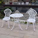 KAILI Patio Bistro Sets 3 Piece cast Aluminum Patio Furniture Outdoor Garden Metal Rust Proof Tables and Chairs White bisrto Set (Leaf-White)