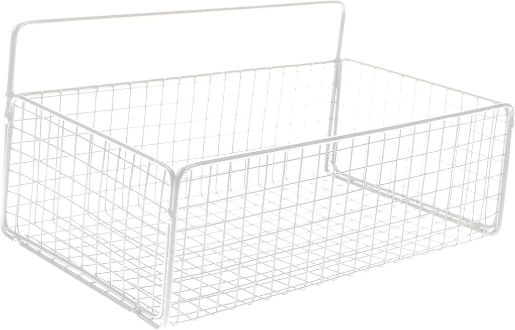 Hanging Organizer Storage Basket for Kitchen and Bathroom Medium Cabinet Door Wire Basket Easy to Install Space-saving for Sundries and Towels White Color