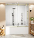 Bathbliss Tub Shower Door 56 1/8"-60"X60"H,Frameless Sliding Bathtub Glass Door with 5/16"(8mm) Tempered Glass Brushed Gold