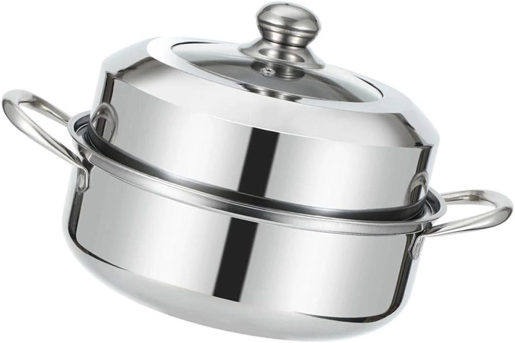 Multi-Layer Stainless Steel Food Steamer Pot Set Thickened Double-Layer Cooking Pot Lid for Home Use for Steaming Vegetables and Seafood
