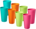 Plastic Cups Large Tumblers 35-ounce Reusable Drinking Glasses set of 8-Multicolor Unbreakable Drinkware, BPA-free, Microwave Safe