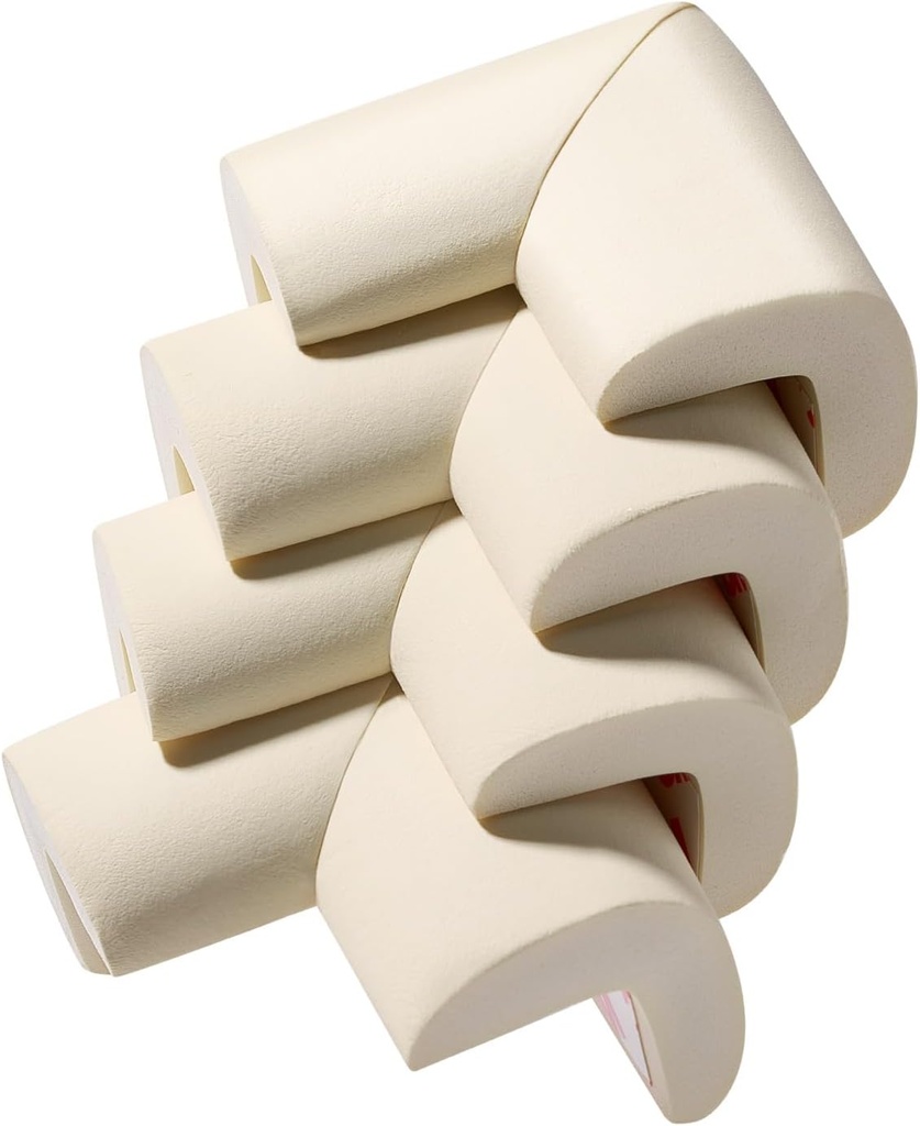4PACK Edge Corner Protector Baby Proofing, Hefty-Fit Heavy-Duty Soft NBR Rubber Foam, Furniture Fireplace Safety Bumper Guard, Off-White