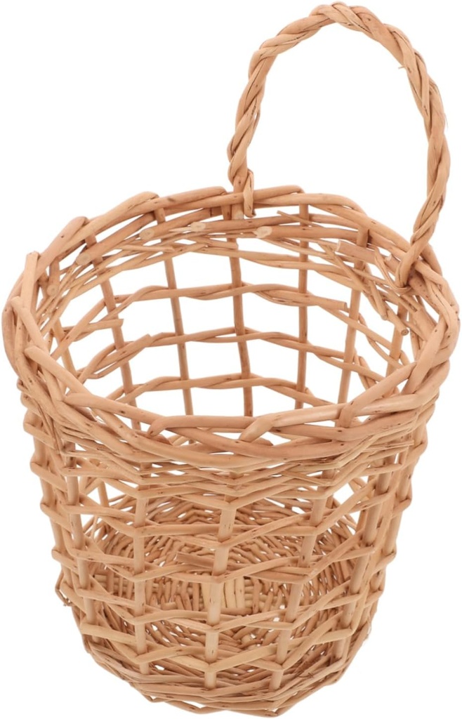 Woven Hanging Basket Organizer for Kitchen Wall Storage Space-saving Rattan Container for Garlic and Ginger Easy to Install Elegant Design for Tidy Home Decor