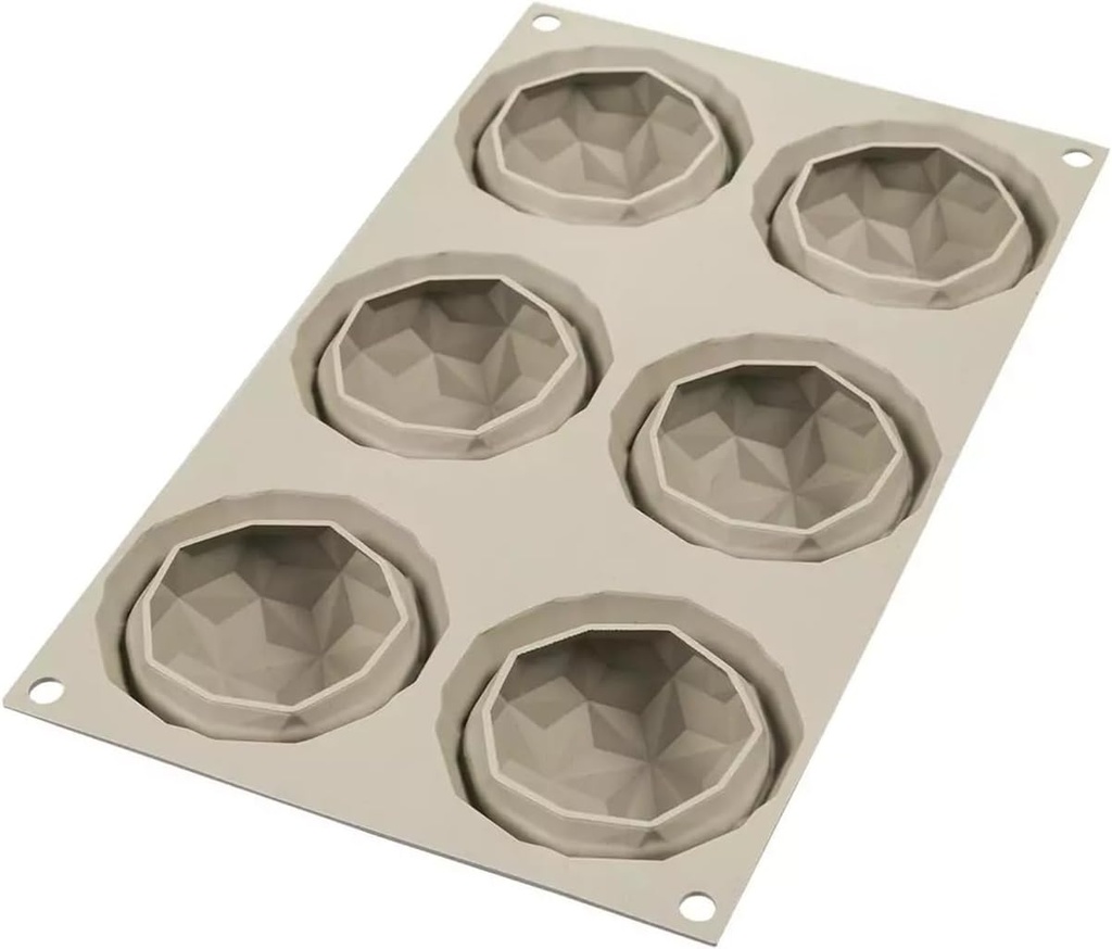 Silikomart Mini Gemma Silicone Mold, Flexible Tray with 3D Technology Creates 6 Textured Gemstone-Shaped Desserts, Easily Unmolds, Oven, Microwave, Freezer and Dishwasher Safe, Made in Italy