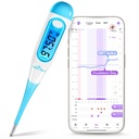 Easy@Home Digital Basal Thermometer with Blue Backlight LCD Display, 1/100th Degree High Precision and Memory Recall, NOT Bluetooth Enabled – Supports Premom App Scan, Blue
