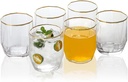 Gold Rim Geometry Water Glasses set of 6 14oz, Iced Coffee Glasses, Iced Tea Glasses, Tumblers for Cocktail Whiskey Soda Beer Water and More(Clear)