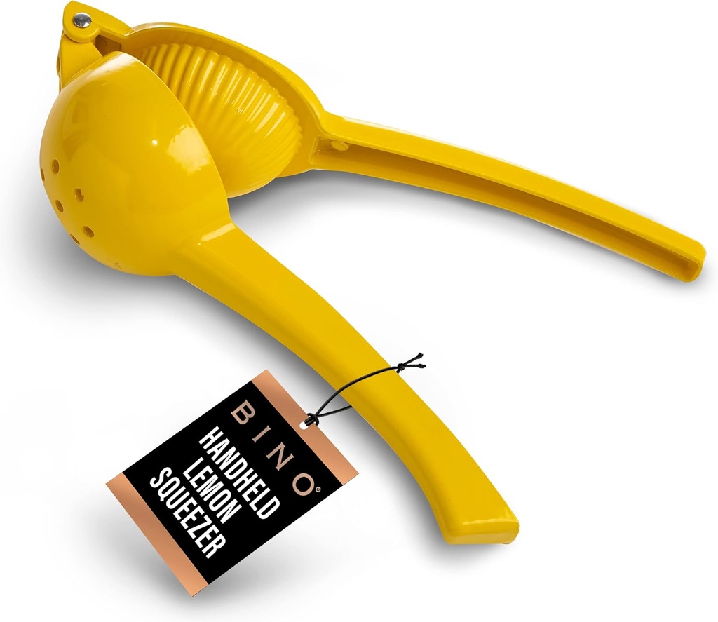BINO Aluminum Alloy Lemon Juicer - Yellow | Citrus Squeezer Press | Manual Hand Juicer Tool for Squeezing Fruit Juice | Hand Press Juicing Tool for Lemon & LIme | Orange Squeezer | Kitchen Tools
