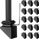 16 Pcs Iron Baluster Shoes Slant Shoe with Screw 1/2 Inch Copper Baluster Slant Angled Indoor Iron Spindle Pitch with 1 Socket Head Screw Wrench for Staircase, Satin Black