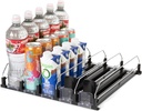 5-Piece Drink Organizer for Fridge – Spring-Loaded Rolling Can & Bottle Holder – Kitchen Storage for Soda, Water, Baby Bottles – Sliding Beverage Dispenser (Black)
