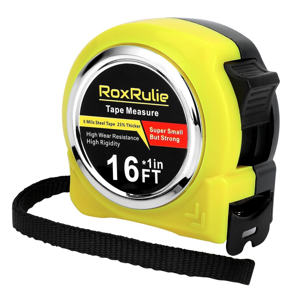 Tape Measure with Fractions 1/8, Measuring Tape 16 FT, 1 Inch/25mm Wide Blade Measurement Tape, Easy Read, Small, Local Design with Fractional Read, Great for Around The House and Carpenter