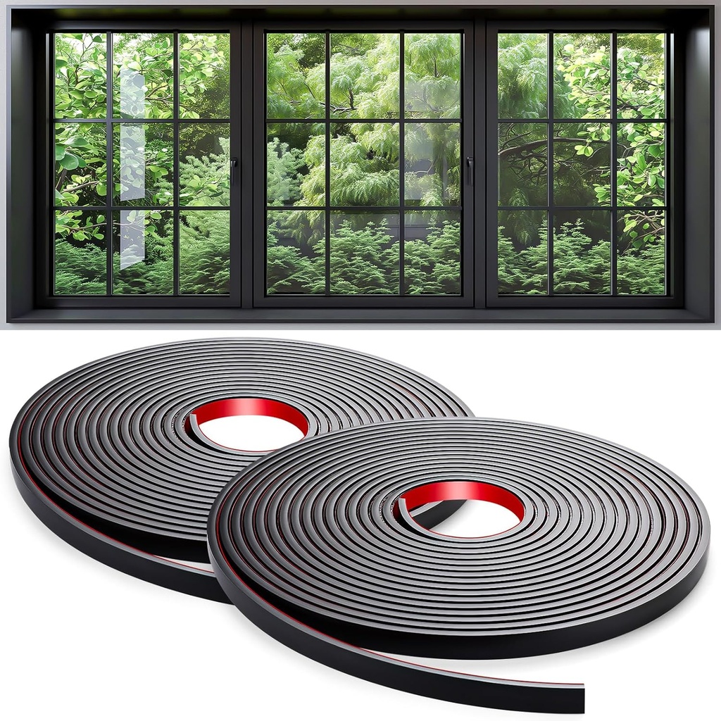 59 Ft Window Grille Inserts Grid Kit, Self-Adhesive Peel and Stick Trim Molding Window Trim Molding Grids, DIY Crown Molding Peel & Stick for Tile Edge Trim, Windows Door Frames(2 Black)