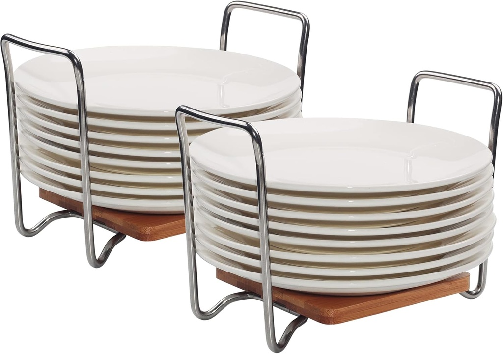 Dish Holder 2 Pack Small for 6" to 9" Plates, Adjustable Plates Organizer for RV Kitchen Cabinets Drawer (A078)