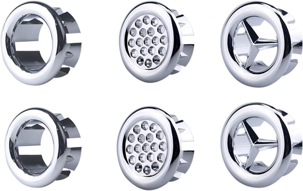 Super More 6 Pack Vanity Sink Overflow Cover Basin Sink Ceramic Bathroom Vessel Kitchen Basin Trim Remplacement Round Caps Insert in Hole (Silver ABS Plastic)