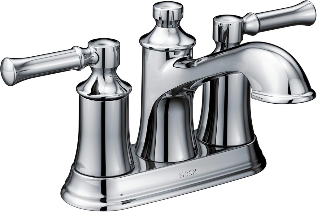 Moen Dartmoor Chrome Traditional Two Handle Centerset Bathroom Sink Faucet, 6802