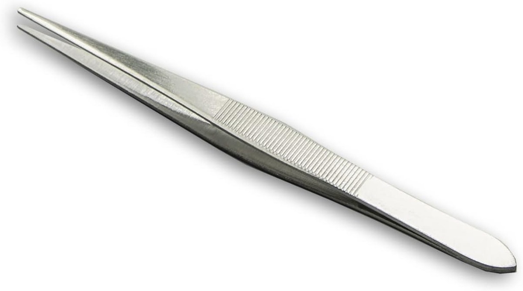 HURON Precision Tweezers, Straight, 4.7 in (1/3/10 pc) (1 pc)