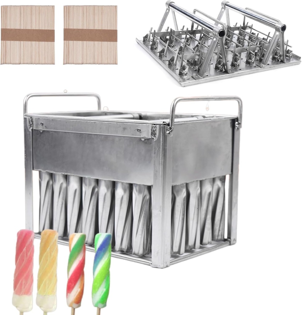 Stainless Steel Popsicle Mold, Commercial Ice Pop Molds 40PCS, Ice Lolly Popsicle Mould with Sticks and Lid, Ice Cream Maker Mold Lid Single Cup Capacity 82g