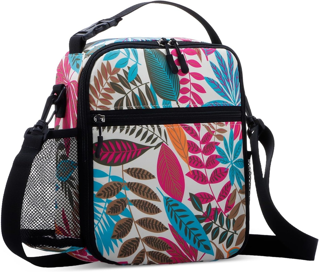 Lunch Bag for Bento Box Reusable Thermal Tote with Adjustable Strap Portable Meal Bag for Women, Maple Leaf