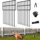 25 Panels Garden Fencing Animal Barrier, 17in (H) X 27ft (L) Dog Dig Fence Barrier, 1.25in Gap Rustproof Metal Stakes Decorative Garden Fence, Ground Defense Border Fence for Outdoor, Yard, Patio