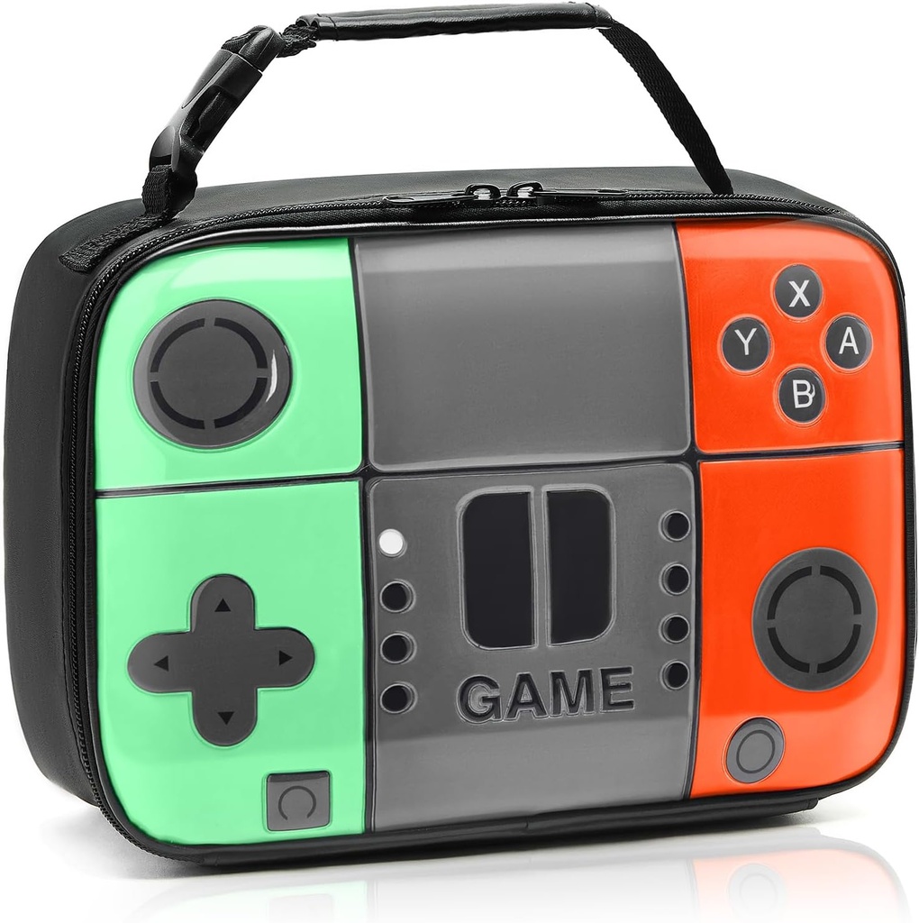 Kids Lunch Box for Boys,Game Console Insulated Lunch Bag for Kids,Leather Lunchbox for Boys,Waterproof Leakproof Portable Fits Most Bento Boxes