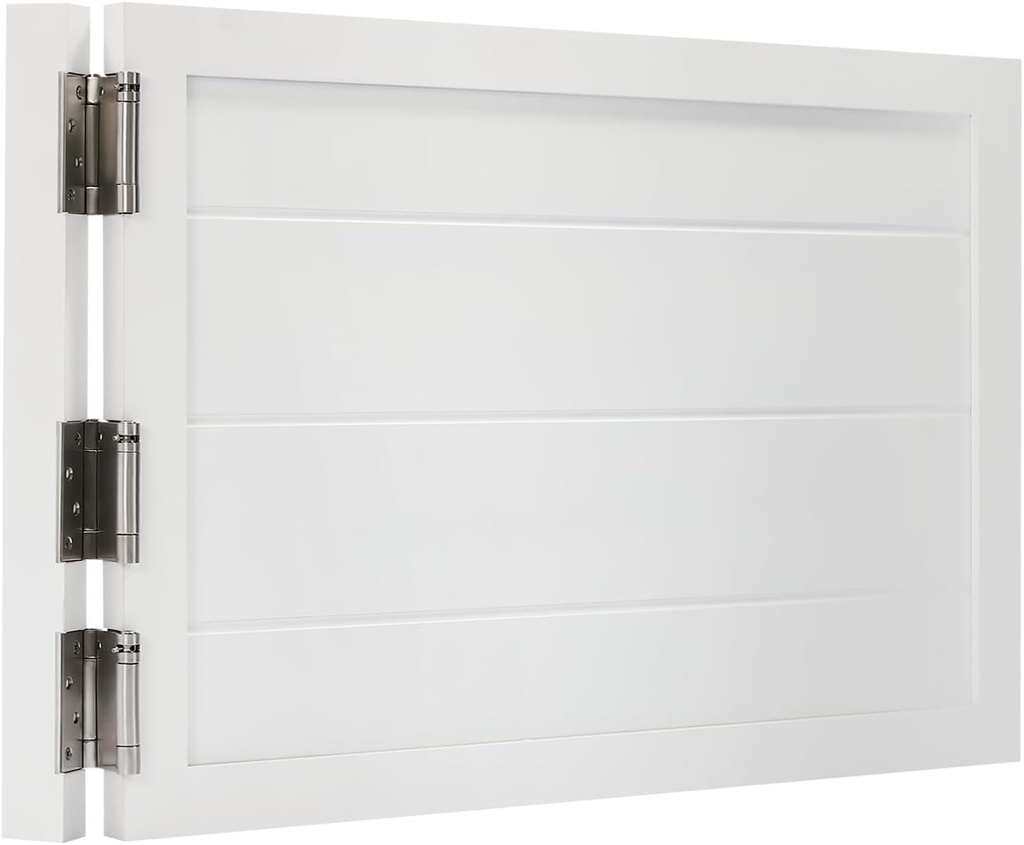 Single Swinging Door, 35.4x23.6in Interior Solid Wood Swing Door, 180 ° Auto Close Swinging Solid Wood Partition Door, Three Spring Hinges, Polishing Smooth Edge, White