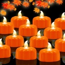 Fall Decorations for Home Pumpkin Tea Lights,12 Pack LED Orange Pumpkin Lights FlameLess Candles Battery Operated Thanksgiving Flickering Tealights Candles for Table Home Party Halloween Decor