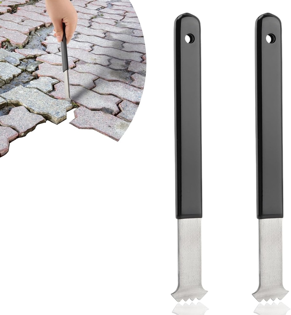 Paver Removal Tool, 2 Pcs Paver Extractor Tool with Joint Scraper Micro Teeth & Gripper Slots, for Garden Lawn Yard Patio Brick Block Replacement
