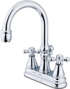 Kingston Brass KS2611AX Governor 4-Inch Centerset Lavatory Faucet with Brass Pop-Up with Metal Cross Handle, Polished Chrome