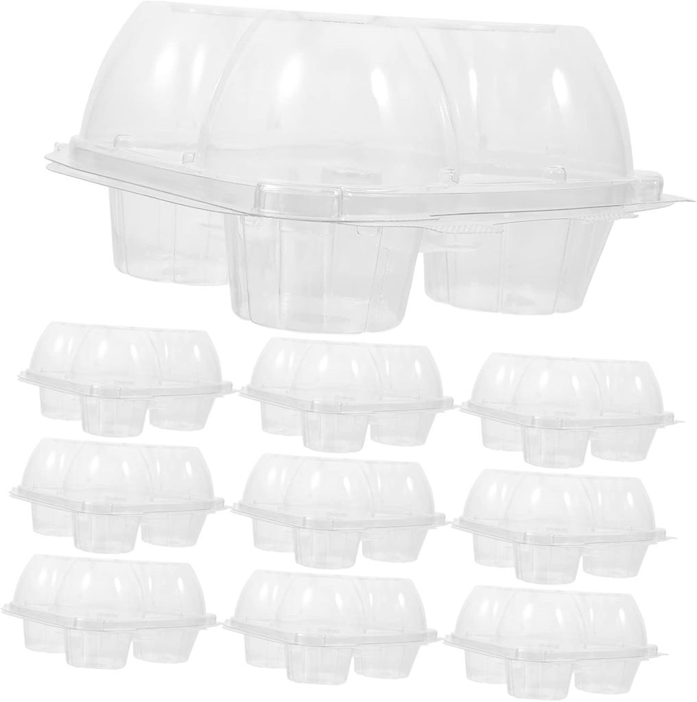 10Pcs Clear Bakery Display Boxes for Cupcakes Muffins and Egg Tarts Airtight Storage Containers for Parties and Events and Reusable