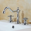 Bathtub Faucet 3pcs Basin Faucets Antique Brass/Chrome/Black Mixer Taps Bathroom Shower Set W/Hand Shower(Chrome)