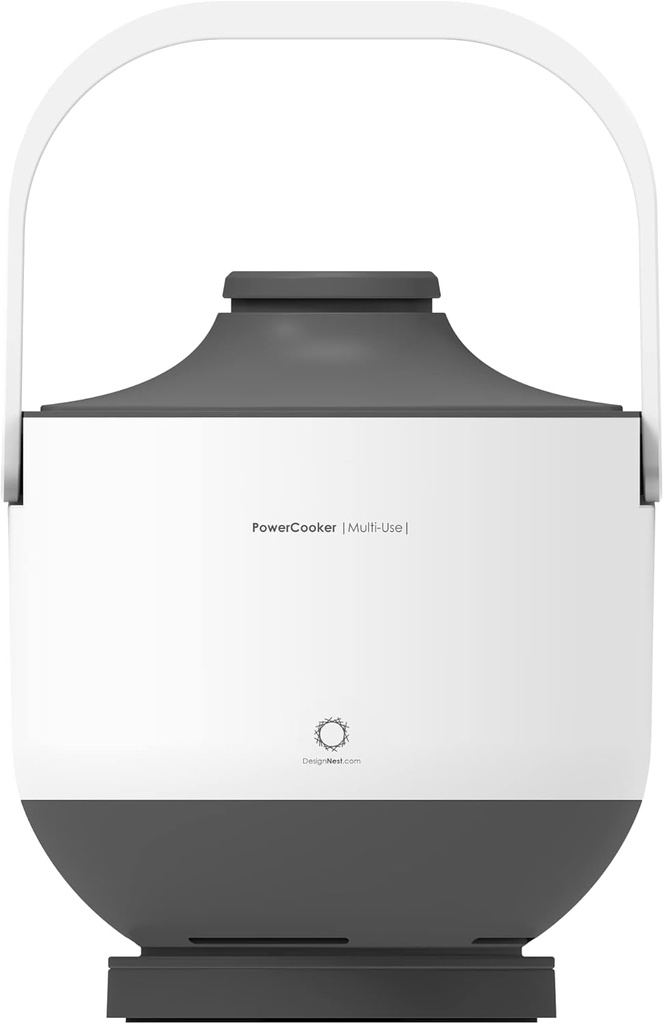 DesignNest PowerCooker Multi-cooker, Steamer, Auto Warmer, Fast Cooking, Portable Pot, Detachable Heating Base, 5 Cooking Models, Touch Control Panel, Soup, Rice, Stews, Oatmeal & Yogurt, White