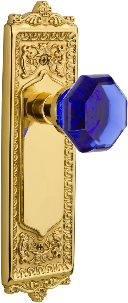 Nostalgic Warehouse 722343 Egg & Dart Plate Single Dummy Waldorf Cobalt Door Knob in Polished Brass