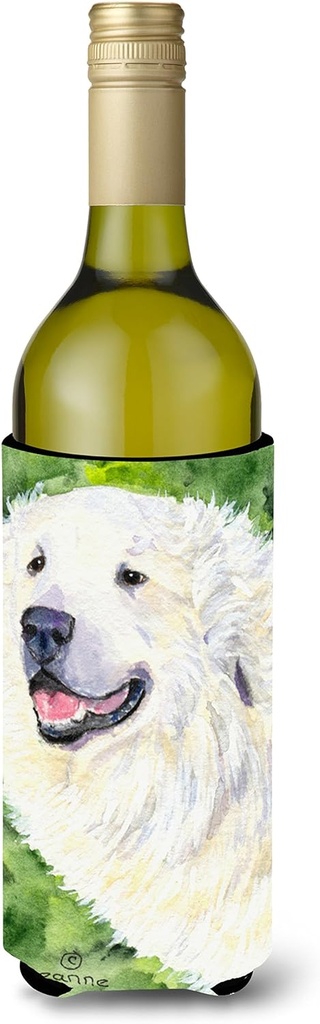 Caroline's Treasures SS8981LITERK Great Pyrenees Wine Bottle Hugger Bottle Cooler Sleeve Hugger Machine Washable Collapsible Insulator Beverage Insulated Holder