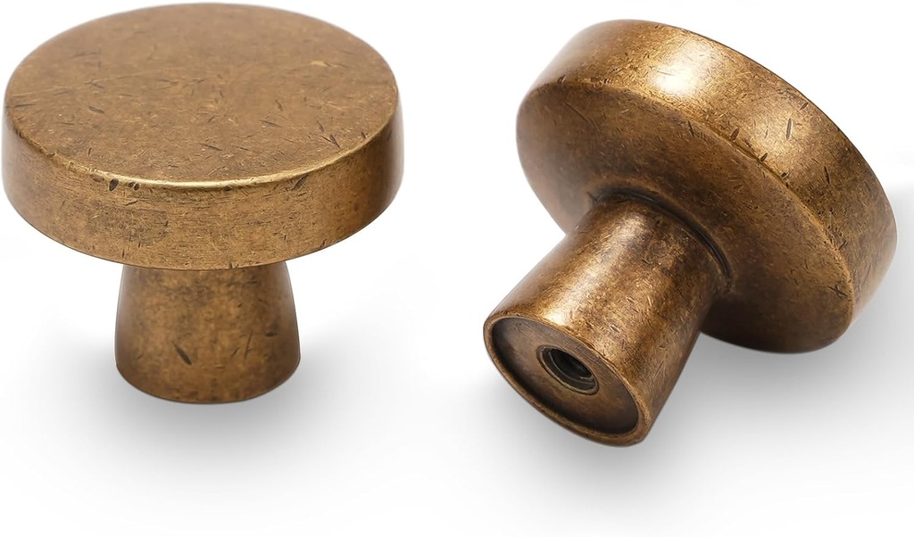 10 Pack Antique Brass Cabinet Knobs - Vintage Drawer Handles, Aged Bronze Hardware, Zinc Alloy Kitchen Handles